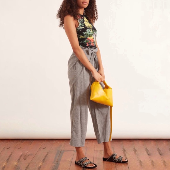 Mara Hoffman Arianna black white gingham print high rise waisted wide leg pants - Picture 3 of 13